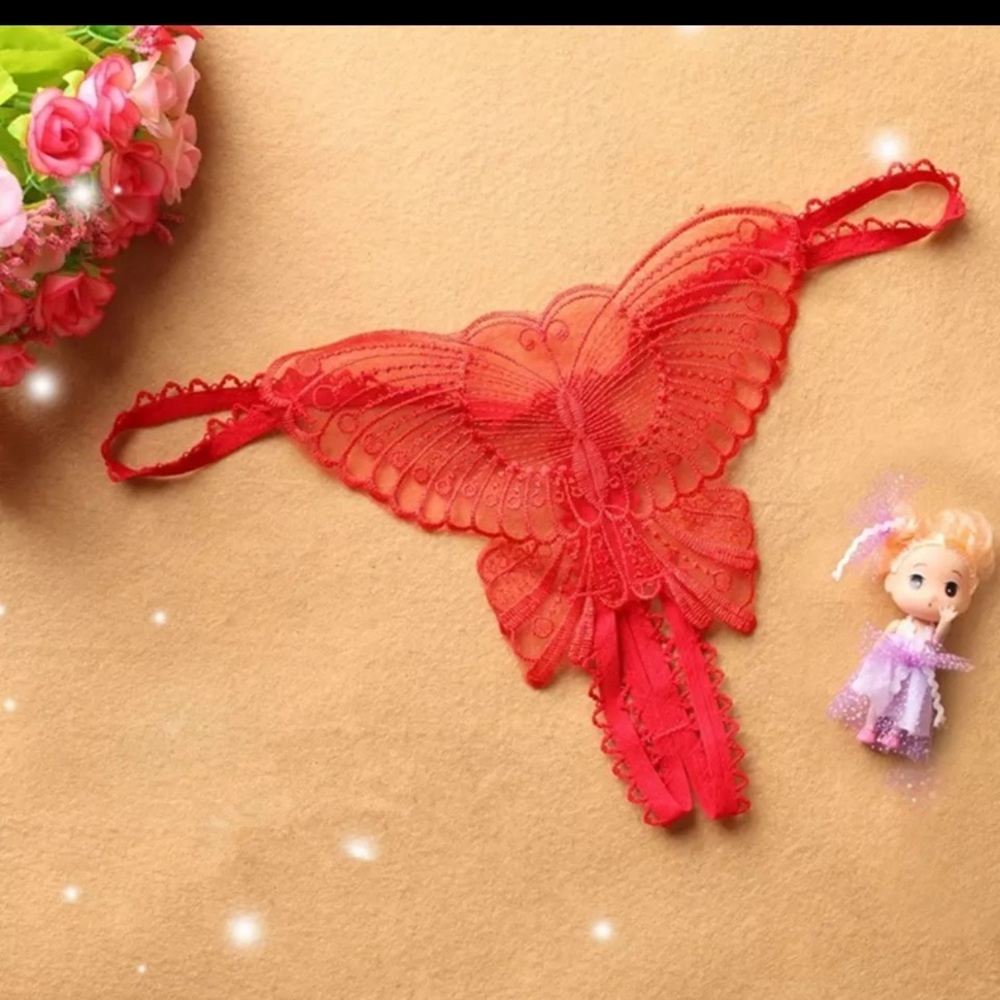 Red butterfly thong one size fits most